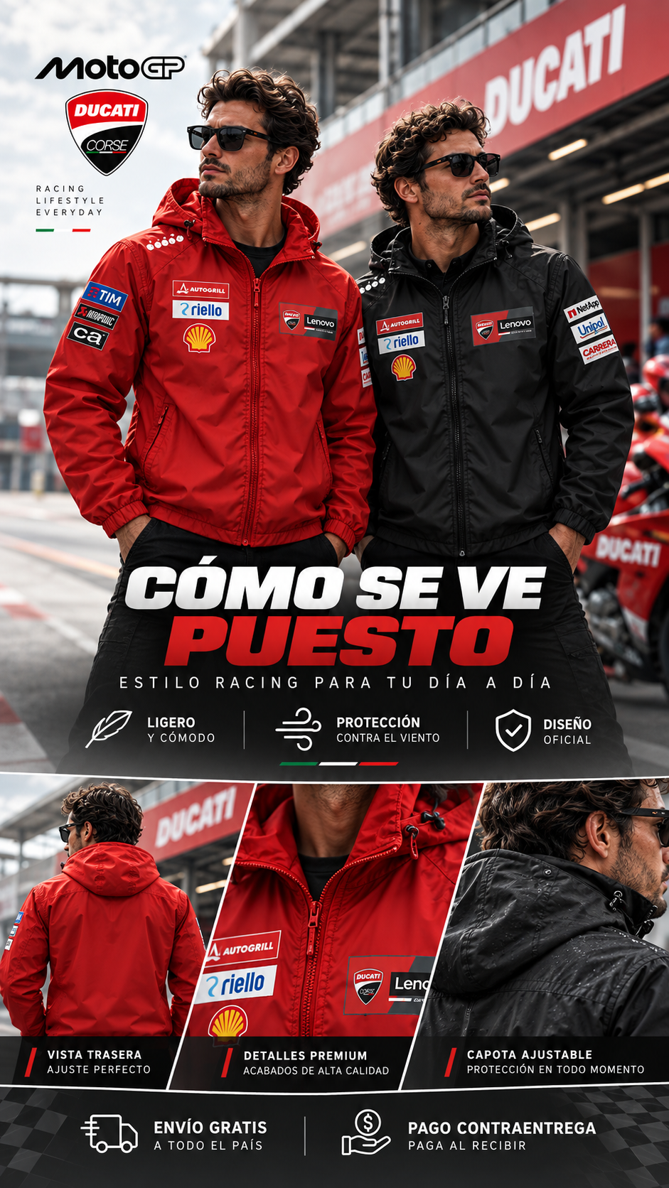 Características rompevientos Ducati