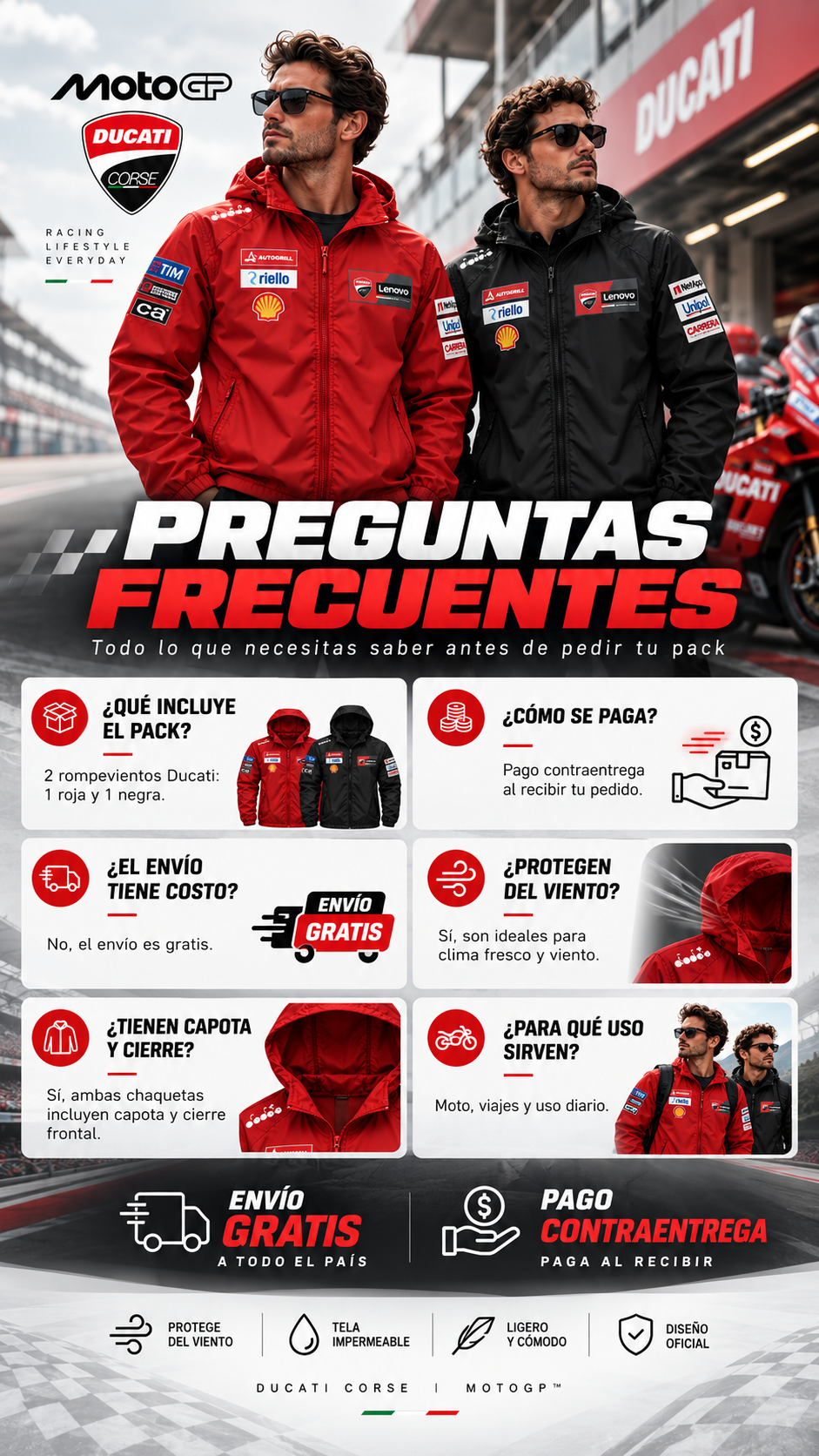 Preguntas frecuentes rompevientos Ducati