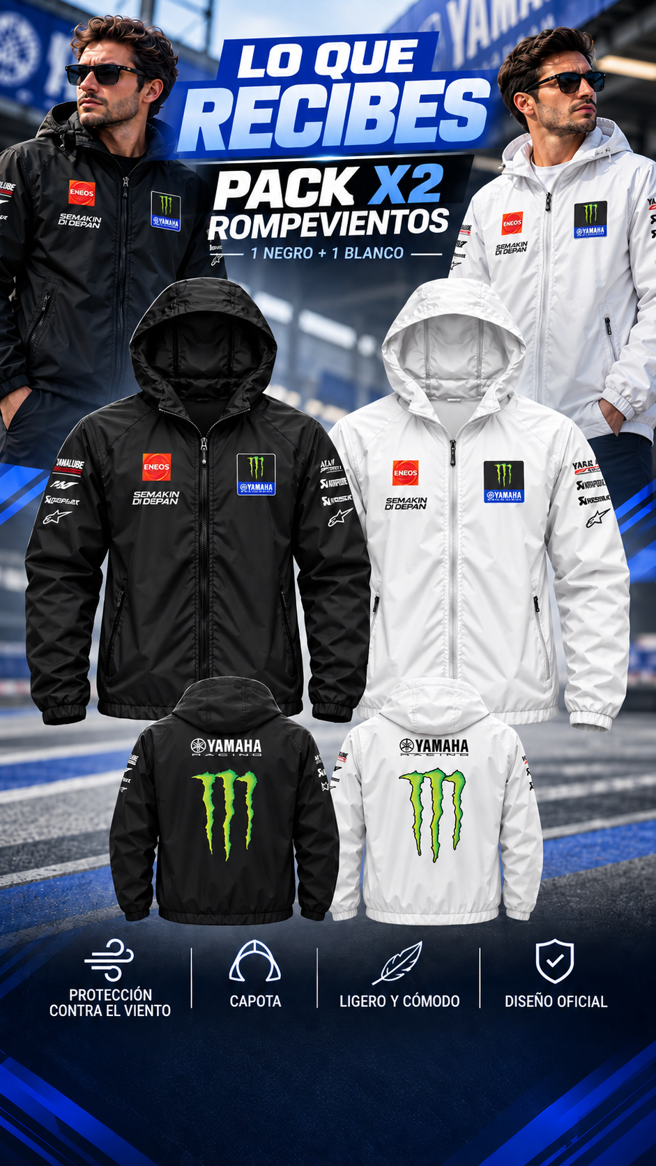 Características rompevientos Yamaha Racing